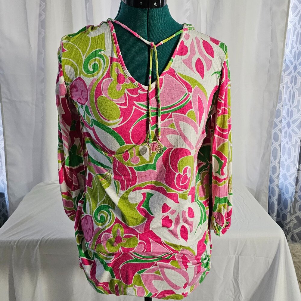 Beach Candi Floral Abstract Blouse – Size 8